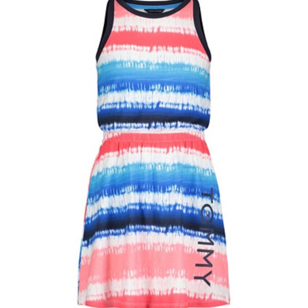 Tommy Hilfiger Dress Size Large L Striped Jersey Spell Out Nautical Summer